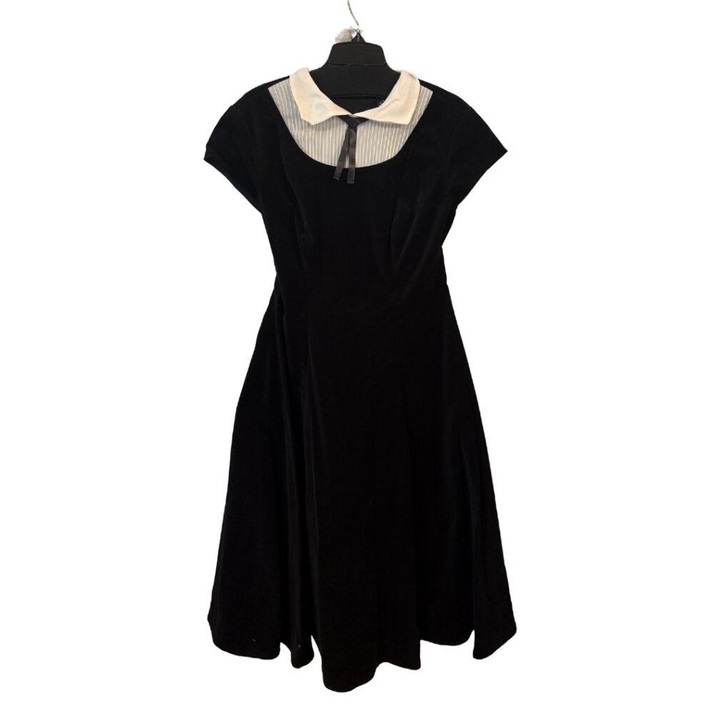 Collared Velvet Dress, J. Peterman, Black Size 12